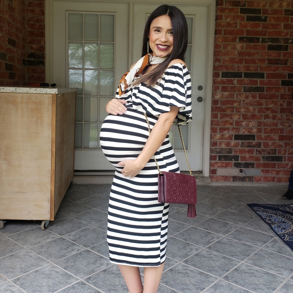 Off the shoulder maternity dress
